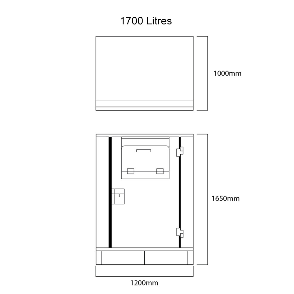 Dimensions of the clothes donation bin.