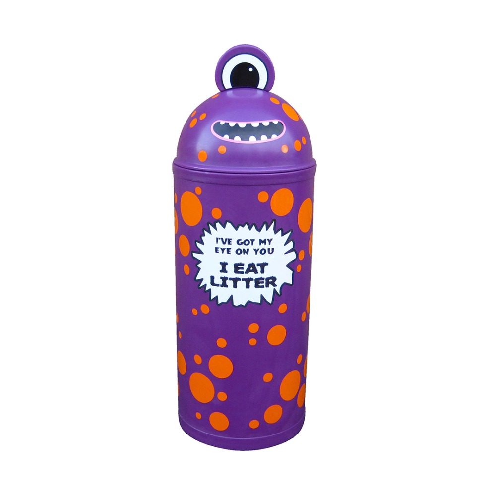 Monster Litter Bin For Schools 42 - 52 Litres - purple