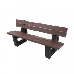 Recycled plastic park seat in brown and black.