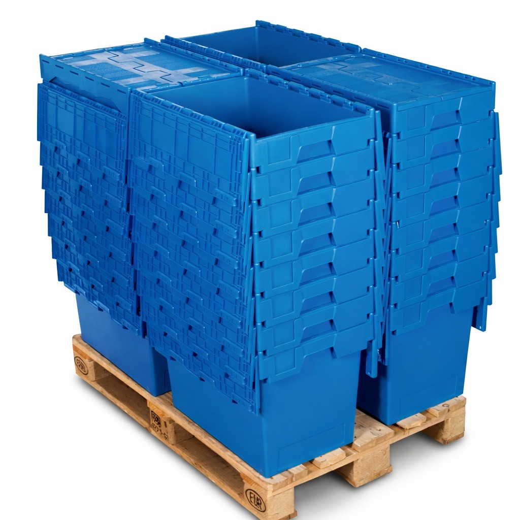 Heavy Duty Plastic Box Euro Stackable Container With Lid - 75 Litres