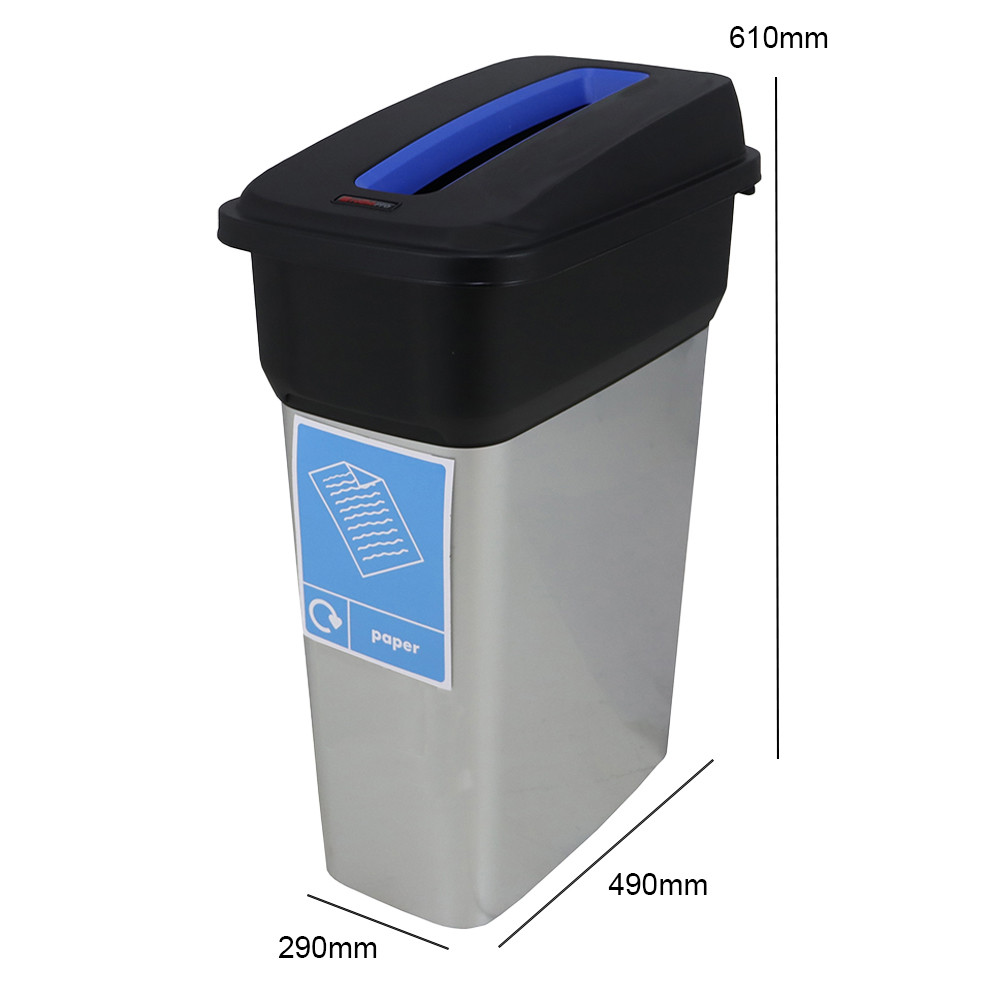 Slim Metal Look Plastic Recycling Bin