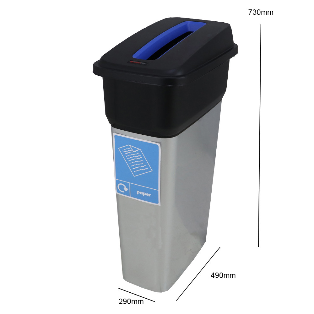 Slim Metal Look Plastic Recycling Bin