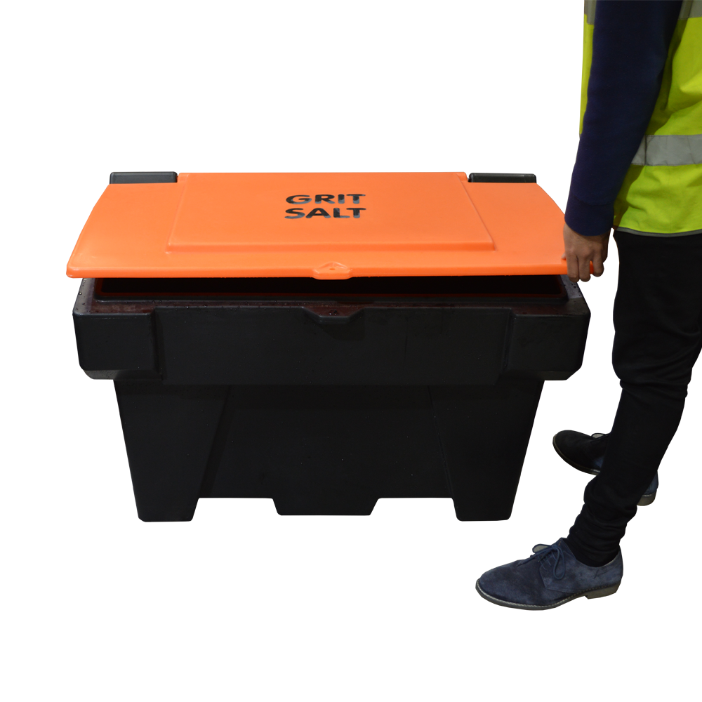 Pathfinder 200 Litre Lockable Grit Bin - Black Base / Orange Lid