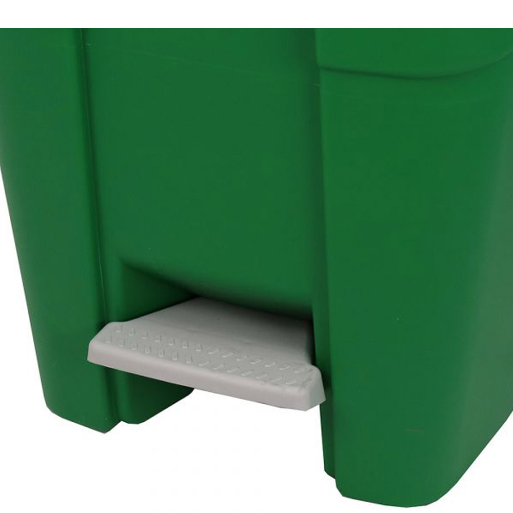 Pedal Operated Wheeled Litter Bin - 120 Litre Capacity - Solid Colour - green - grey pedal