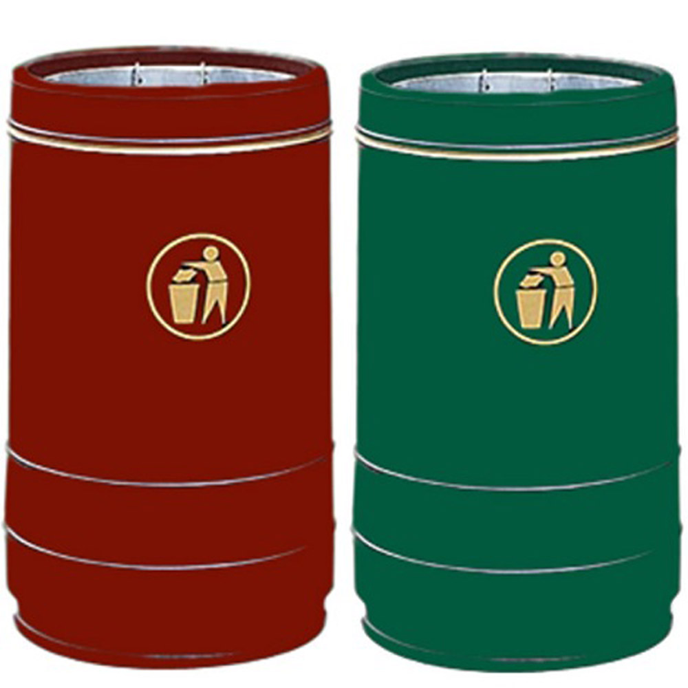 Pickwick Open Top Litter Bin - 90 Litre - red and green