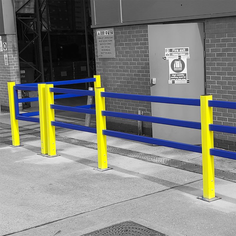 Three Rail Warehouse Pedestrian Safety Protection Barrier - 1.9m to 4.9m Long