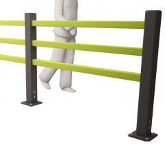 Three Rail Warehouse Pedestrian Safety Protection Barrier - 1.9m to 4.9m Long