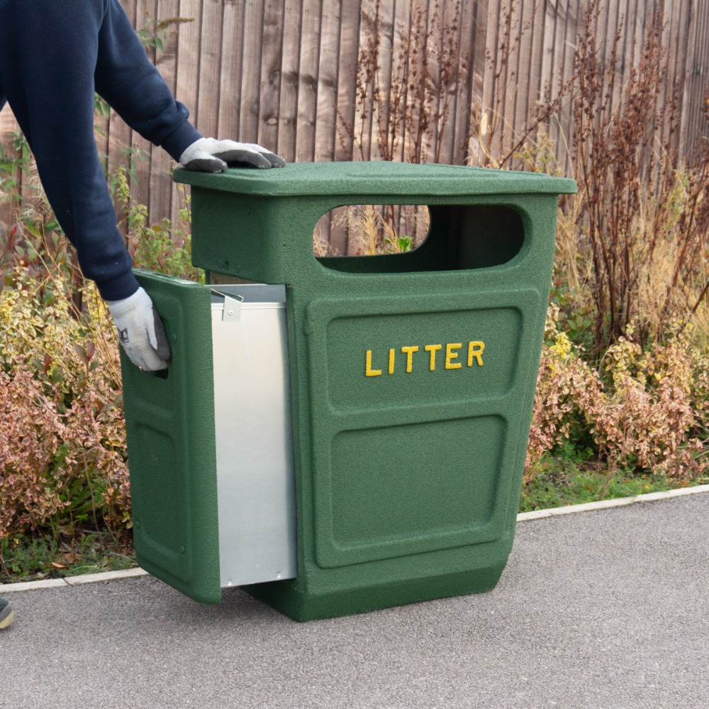 Fire Retardant GRC Closed Top Litter Bin - 84 Litre