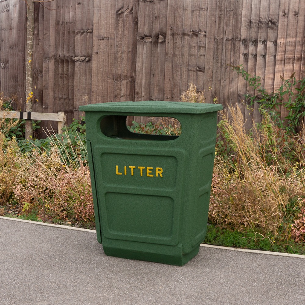 Fire Retardant GRC Closed Top Litter Bin - 84 Litre