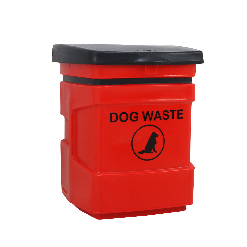 Dog Poo Bin - 40 Litres - red angled