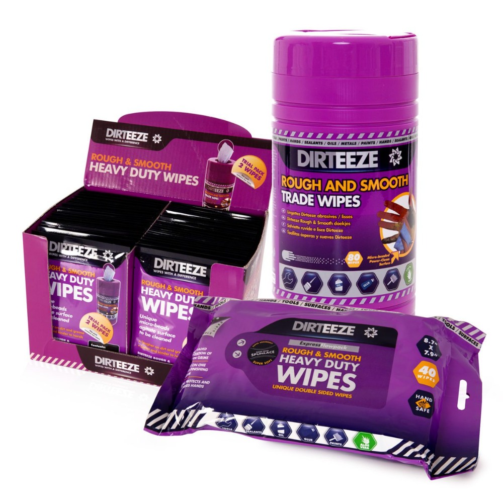 Dirteeze Rough & Smooth Heavy Duty Wipes - Box of 50 Twin-Packs