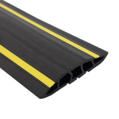 A black and yellow cable cover with 3 channels