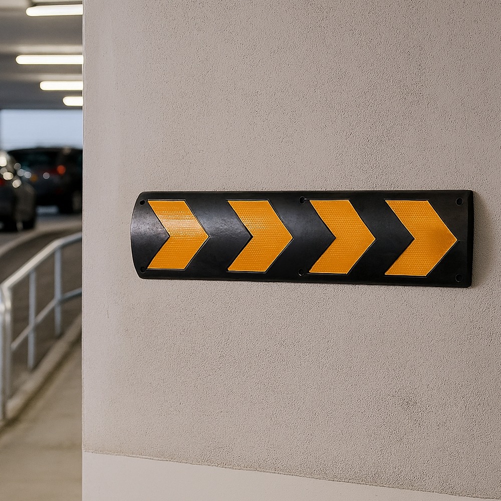 Rubber Wall Protector – Chevron Safety Guard for Industrial & Garage Use