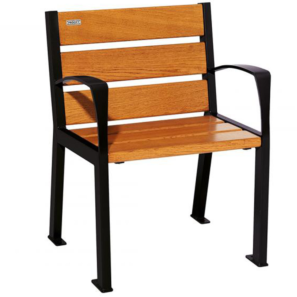 Silaos Wood and Steel Chair - Light Oak - Armrests - jet black