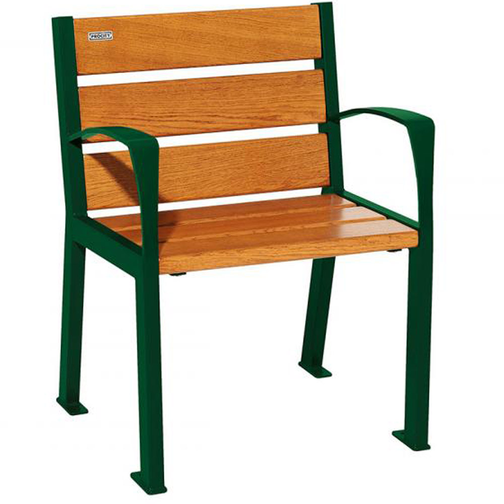 Silaos Wood and Steel Chair - Light Oak - Armrests - moss green