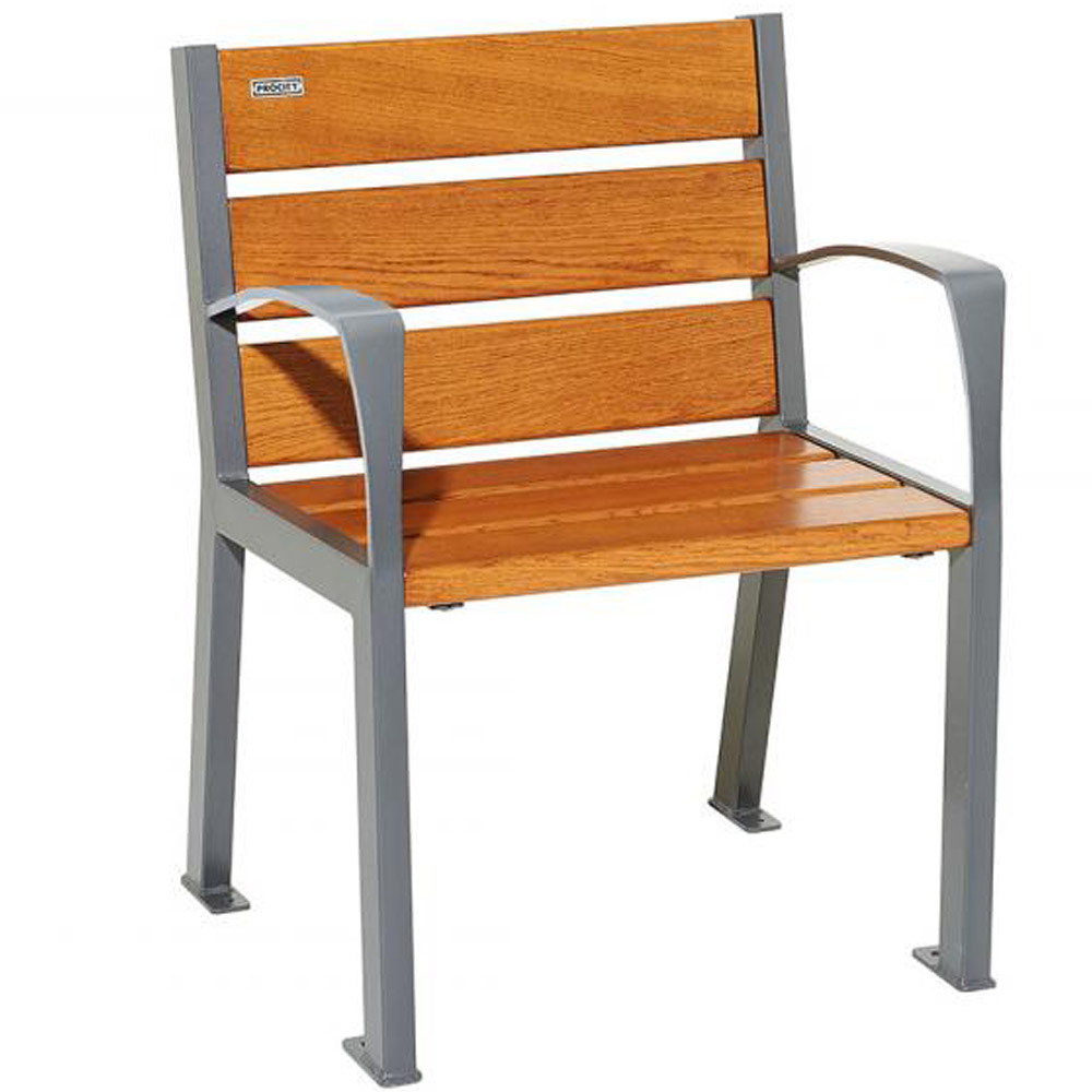 Silaos Wood and Steel Chair - Light Oak - Armrests - grey