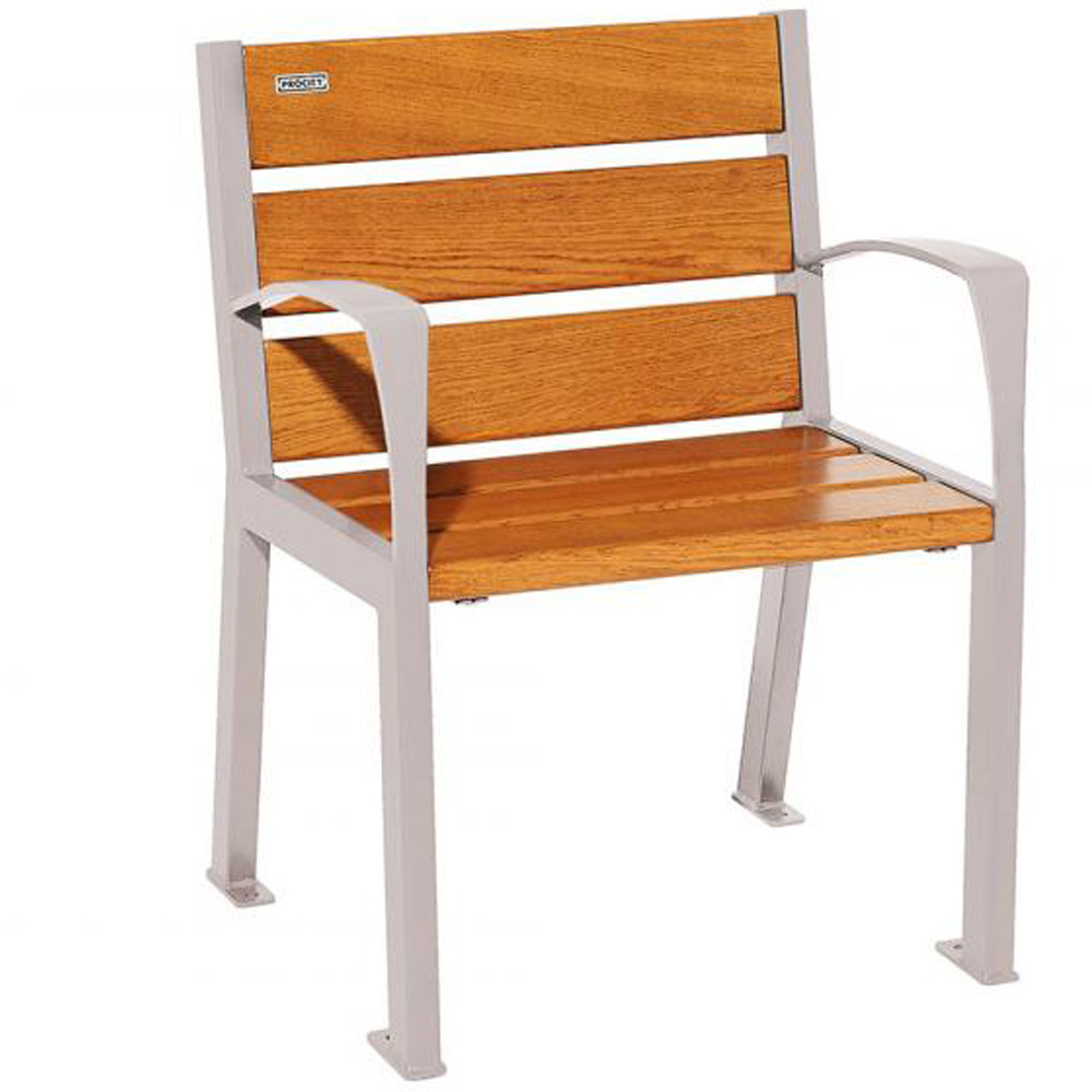 Silaos Wood and Steel Chair - Light Oak - Armrests - Silk Grey