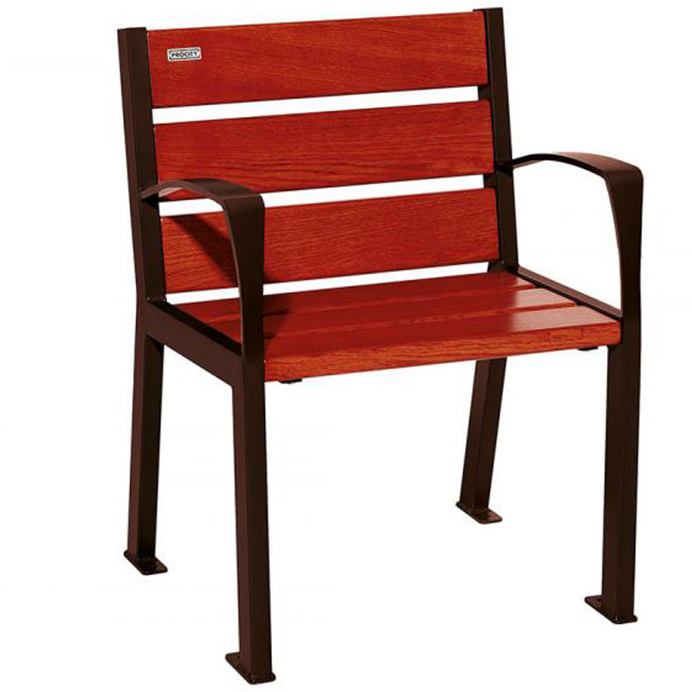Silaos Wood and Steel Chair - Mahogany - Armrests - chocolate brown