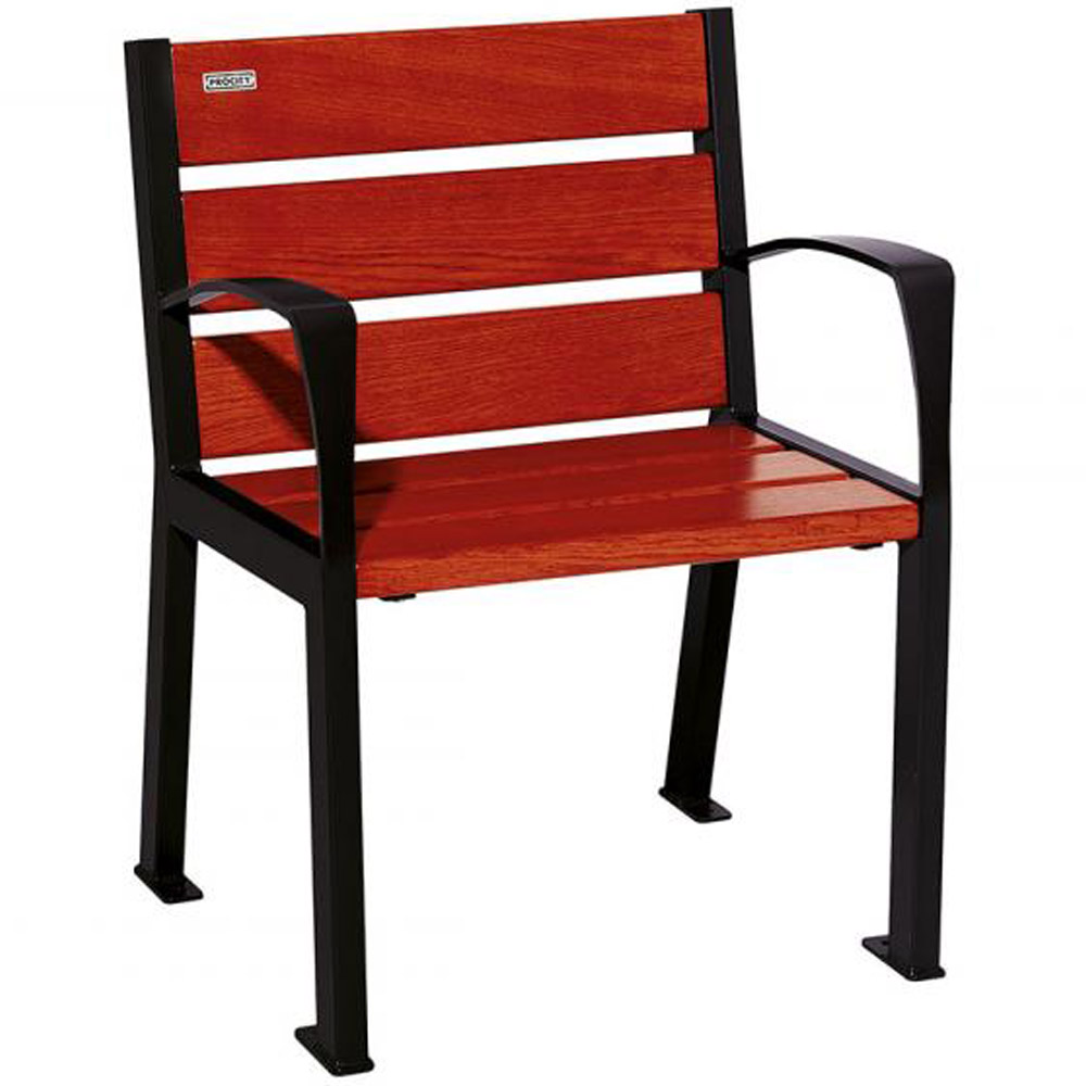 Silaos Wood and Steel Chair - Mahogany - Armrests - black