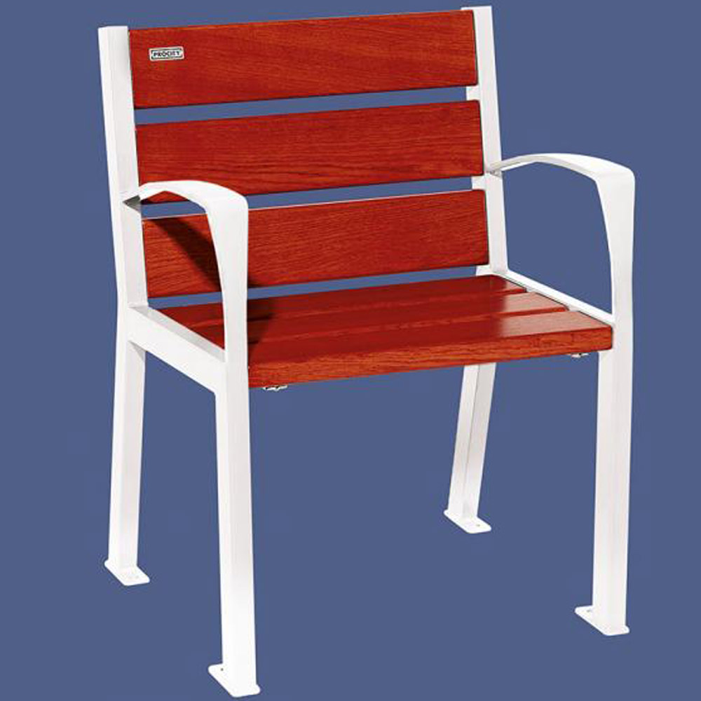 Silaos Wood and Steel Chair - Mahogany - Armrests - white