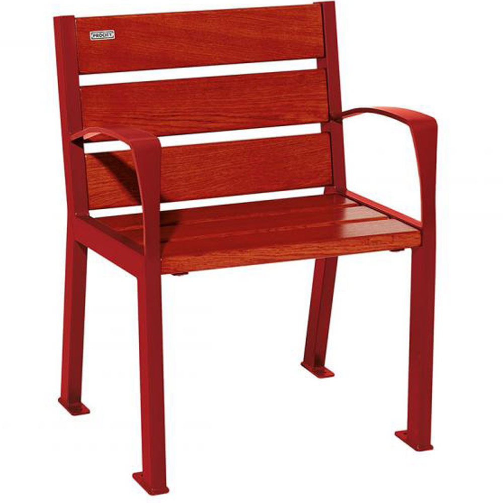 Silaos Wood and Steel Chair - Mahogany - Armrests - purple red