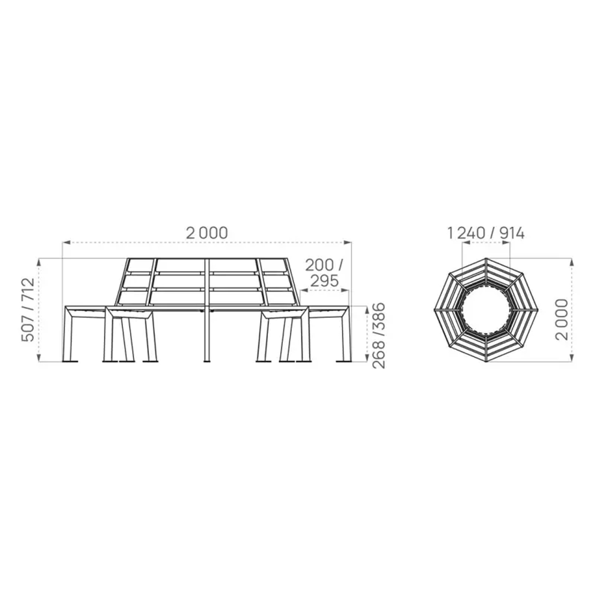 Silaos Wood and Steel Junior Tree Bench