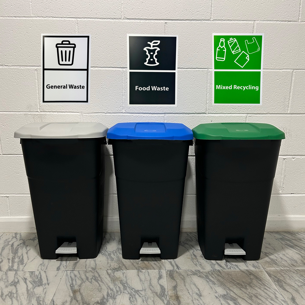 Simpler Recycling Station - Pedal Bin with A4 Stickers