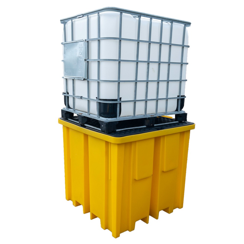 Single IBC Spill Bund - 4 Way Entry - Yellow