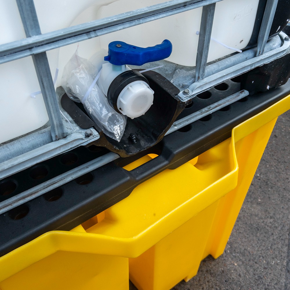 Single IBC Spill Bund - 4 Way Entry - Yellow