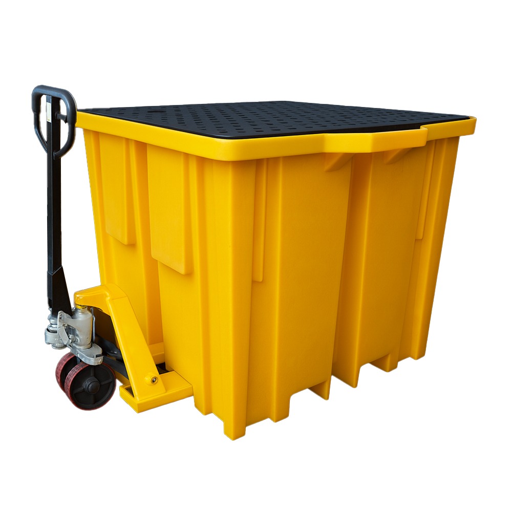 Single IBC Spill Bund - 4 Way Entry - Yellow