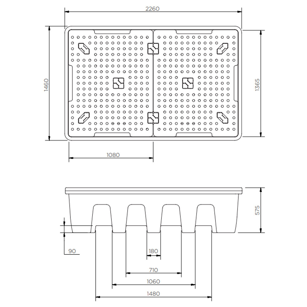 Double IBC Spill Bund - 1200 Litres