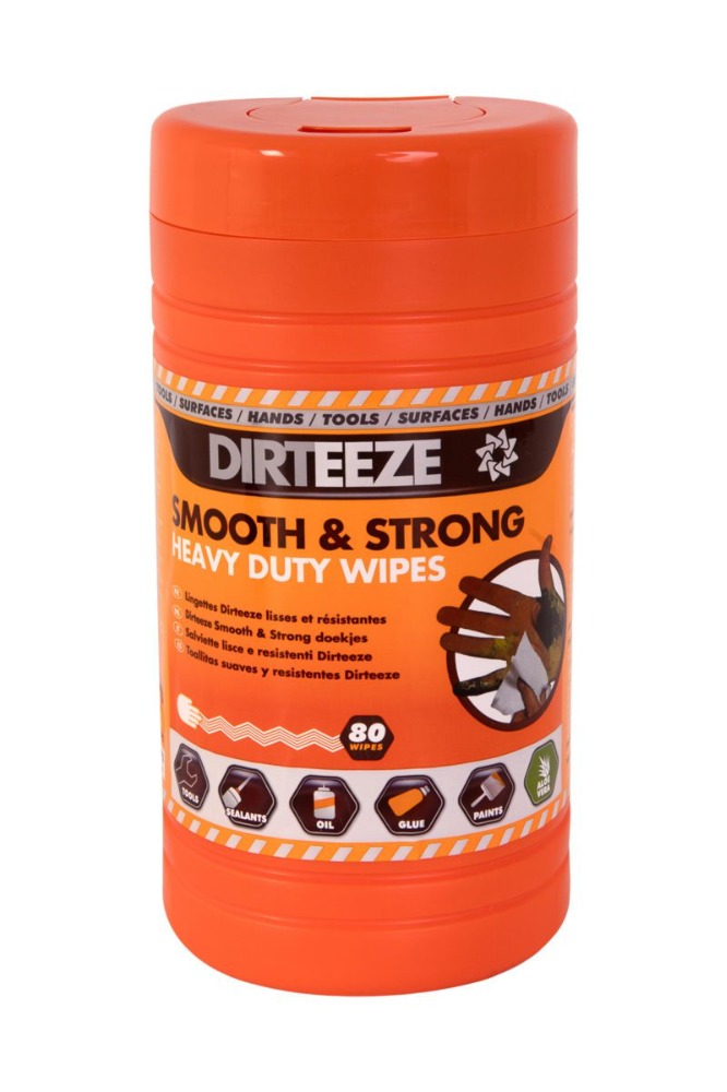 Dirteeze Smooth & Strong Heavy Duty Wipes - Pack of 8 Tubs