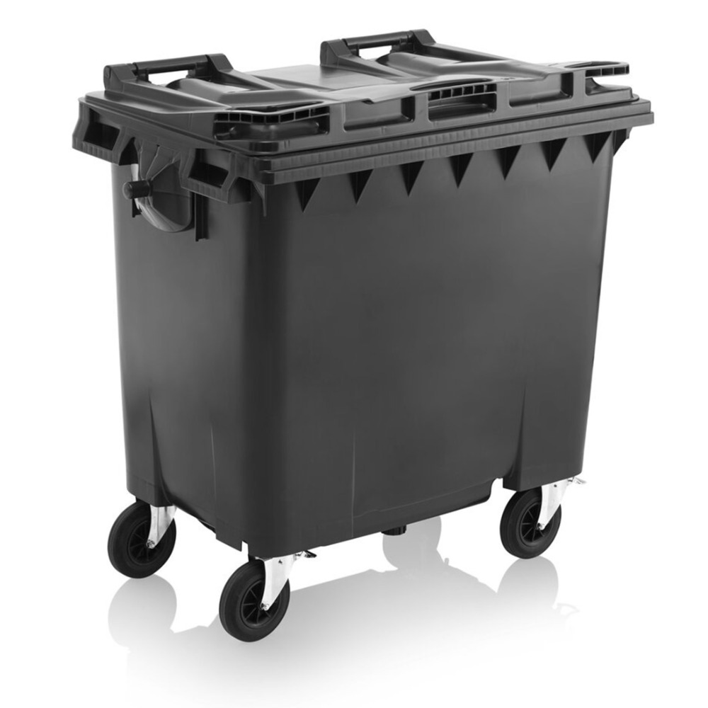 3x 770 Litre 4-Wheeled Bins - black