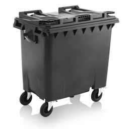 3x 770 Litre 4-Wheeled Bins - black