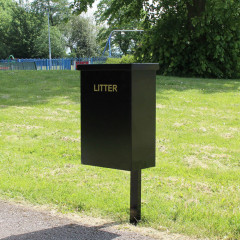 Square Post Mountable Litter Bin - 56 Litre