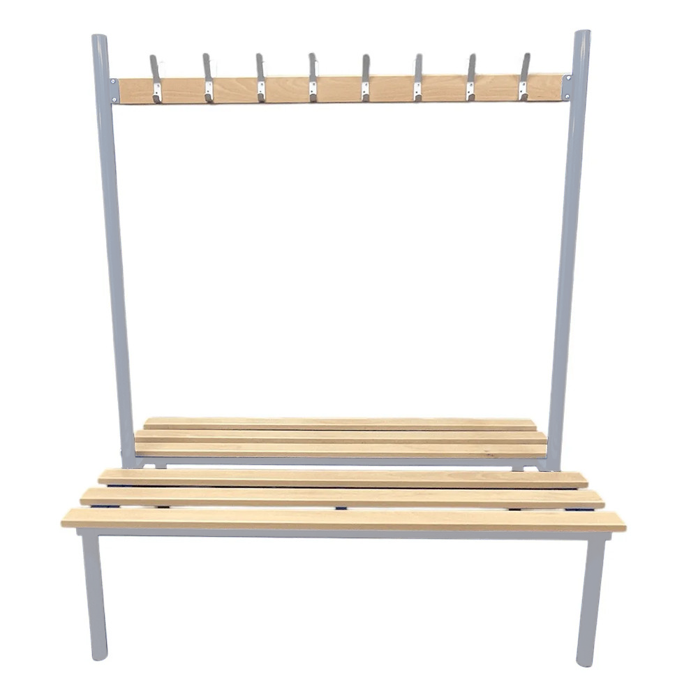 Double Sided Cloakroom Bench with Hooks