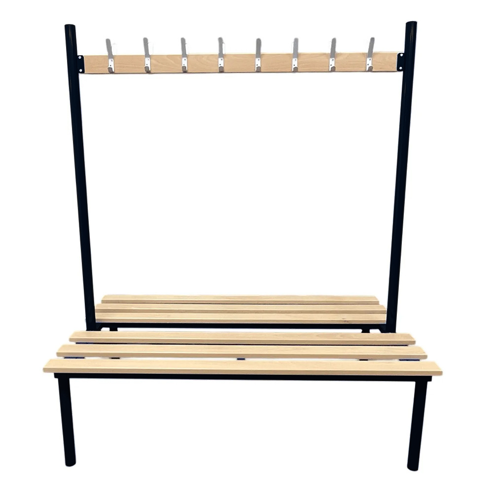 Double Sided Cloakroom Bench with Hooks