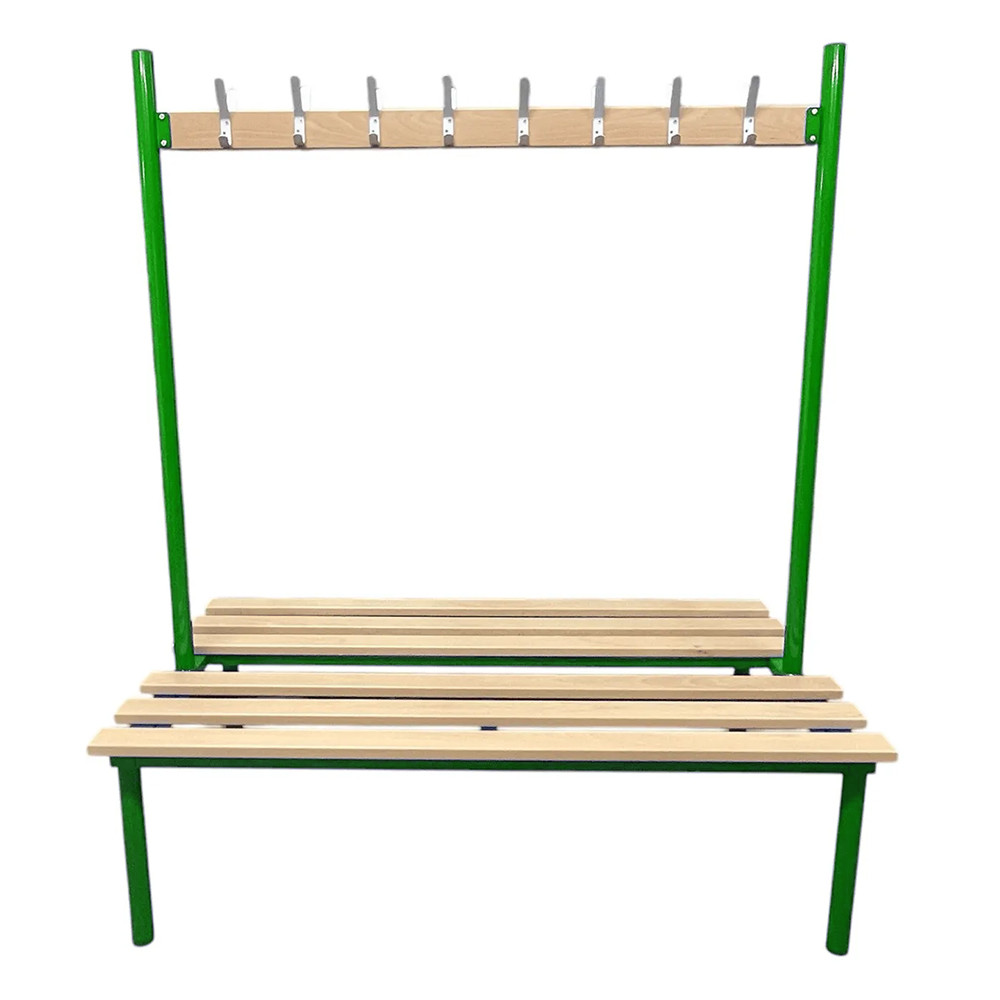 Double Sided Cloakroom Bench with Hooks