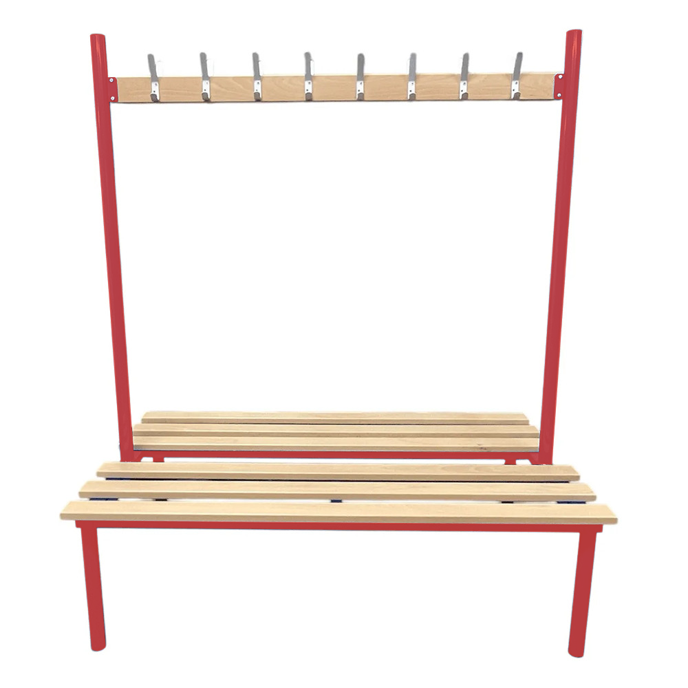 Double Sided Cloakroom Bench with Hooks