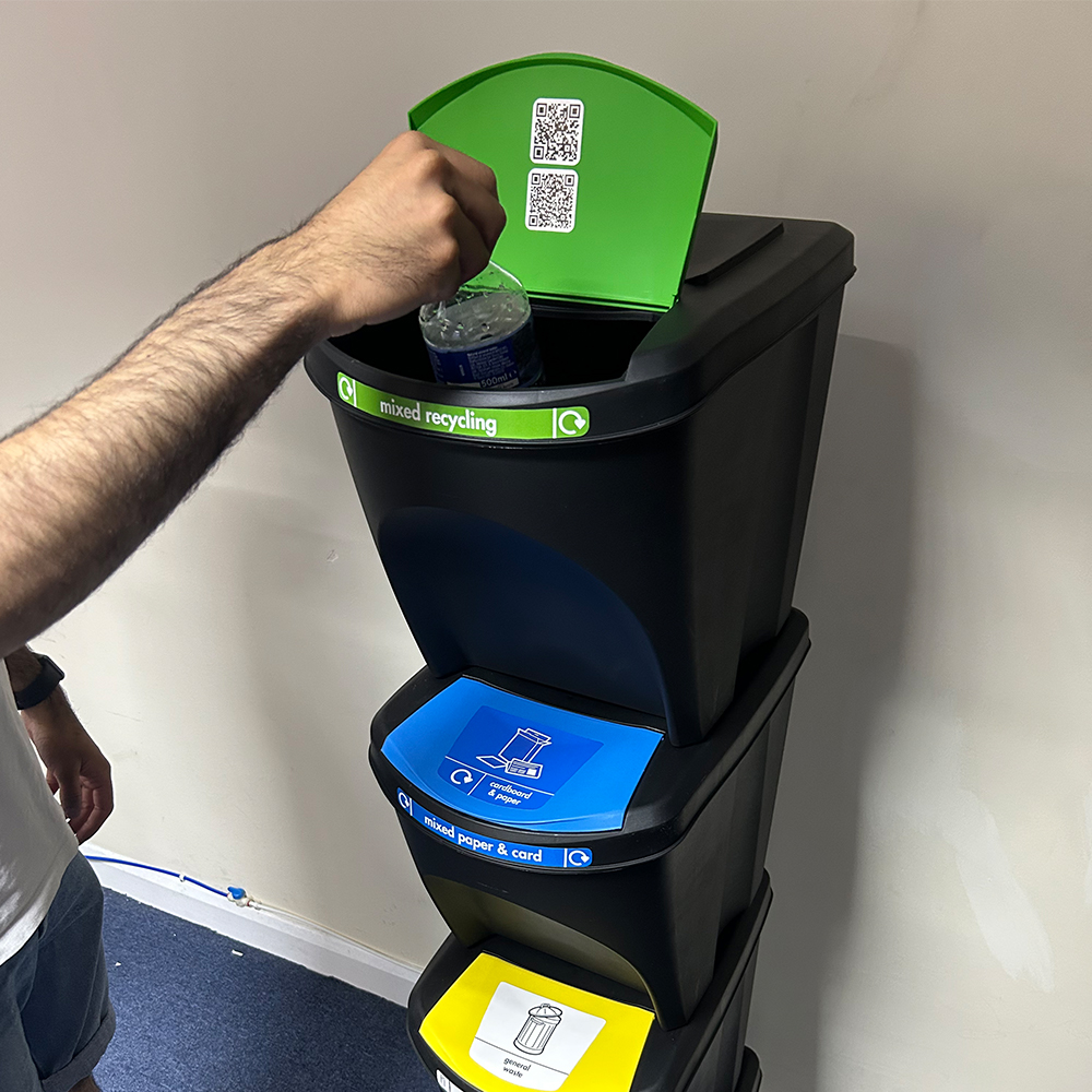 Stackinbin Stackable Recycling Bins - 25L - Set of 4 - Kingfisher ...