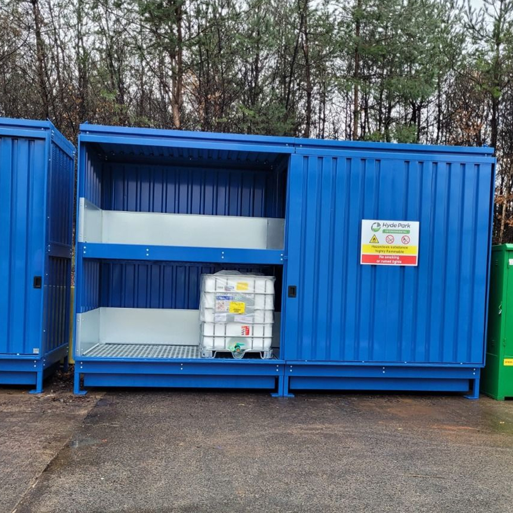 Bunded Racks Steel Bunded Store for 8 IBC / 32 Drums - Kingfisher Direct Ltd