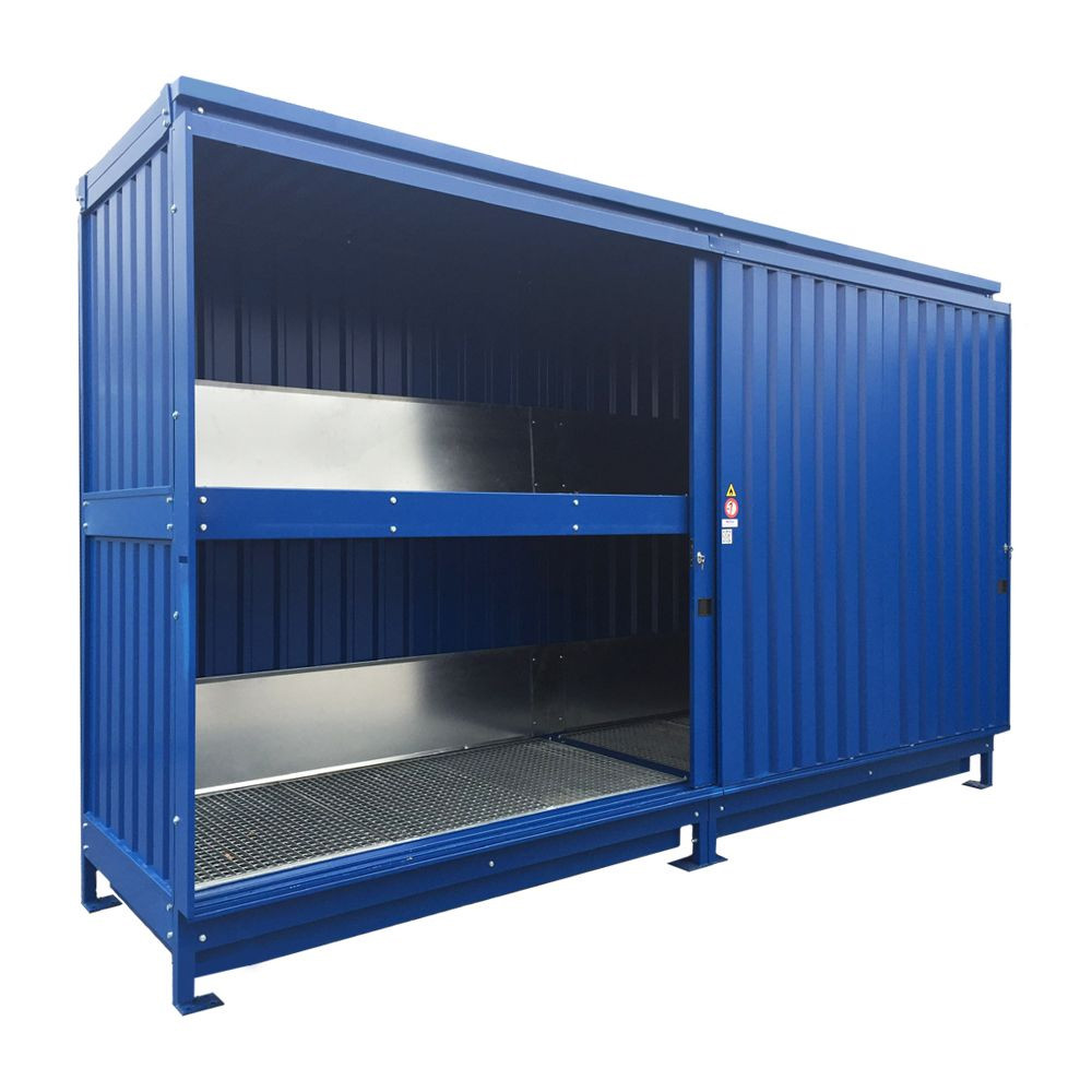 Bunded Storage Rack Steel Bunded Store for 8 IBC / 32 Drums - Kingfisher Direct Ltd