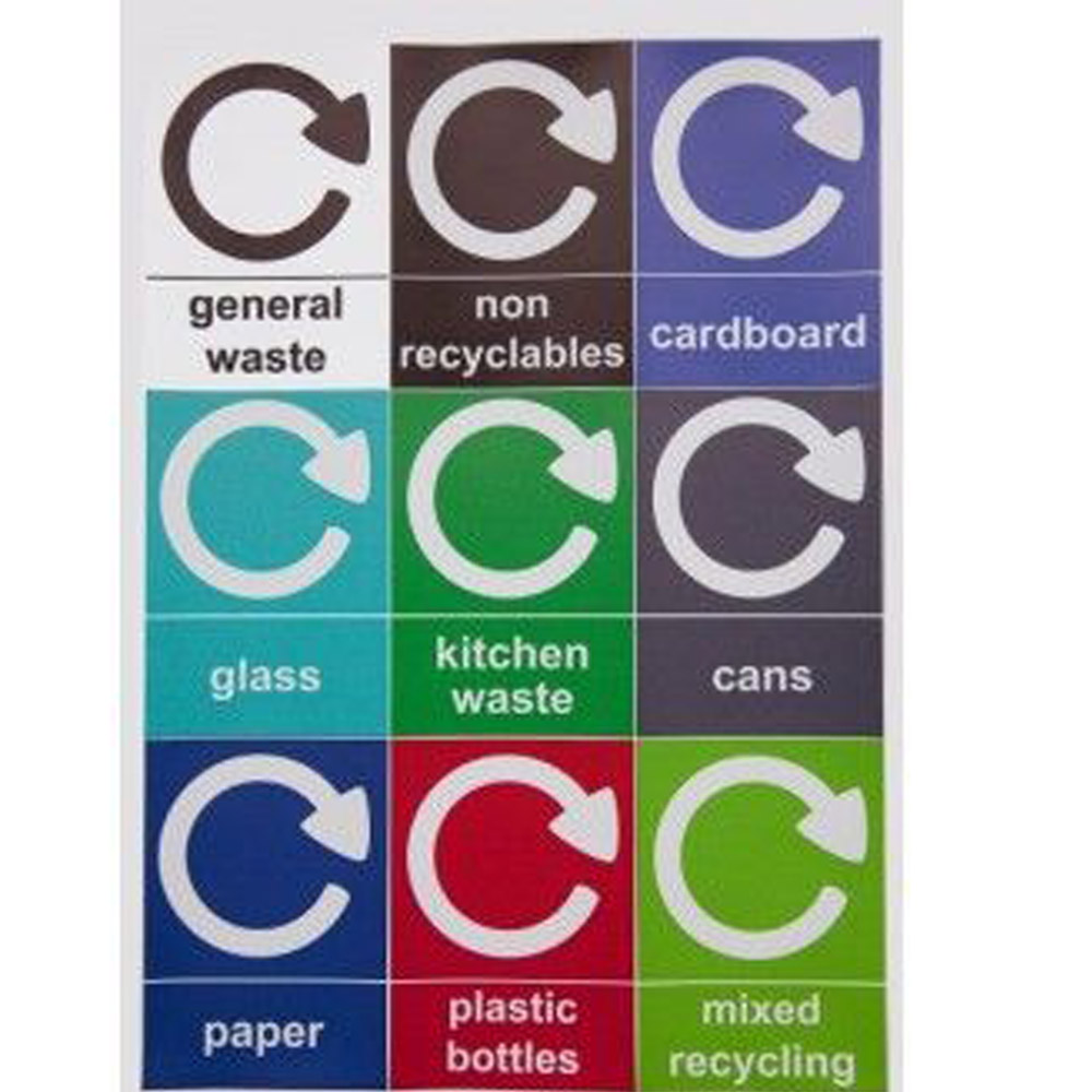 Slim Metal Look Plastic Recycling Bin - signage 2