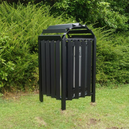 Black Anti Vandal Litter Bin - 112 Litre