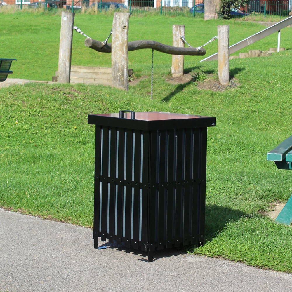 Anti Vandal Square Litter Bin - 112 Litre