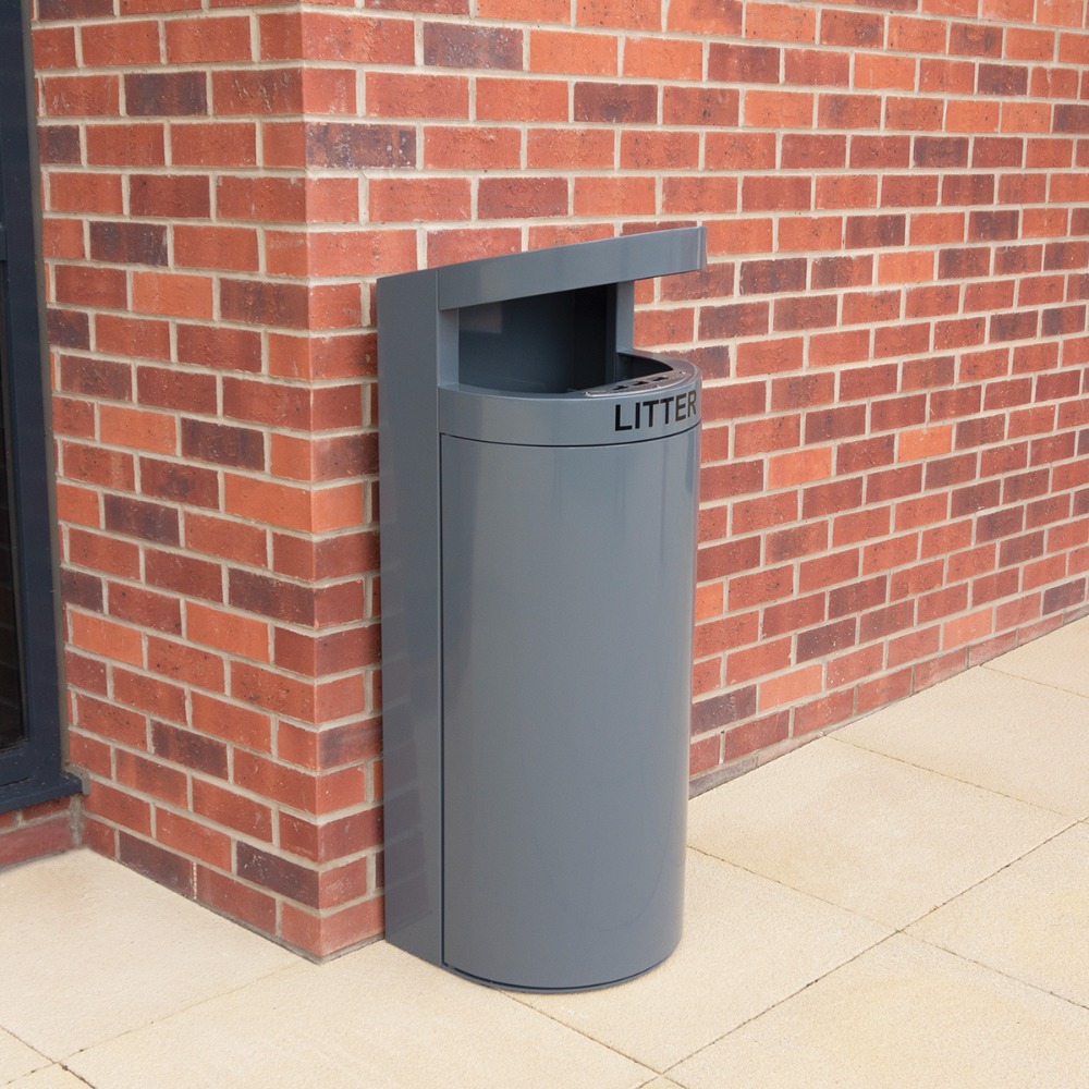 Torpedo Single on Street Litter Bin - 70 Litre - Grey