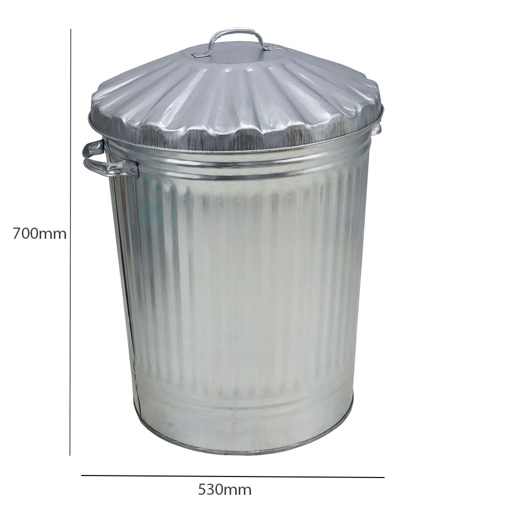 Galvanised Steel Trash Can - 90 Litre - dimensions