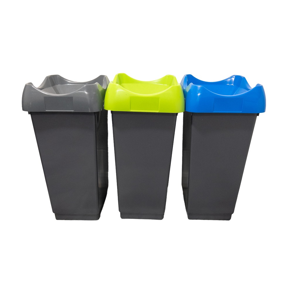 Set Of 3 Open Top Recycling Bins - 50 Litre - Clearance 