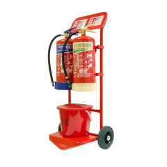 Double Fire Extinguisher Trolley with Bucket