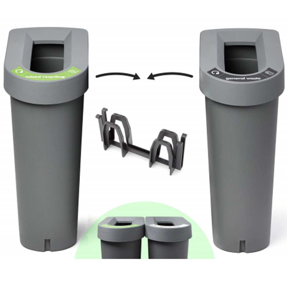 Two bins that are about to be joined, before and after